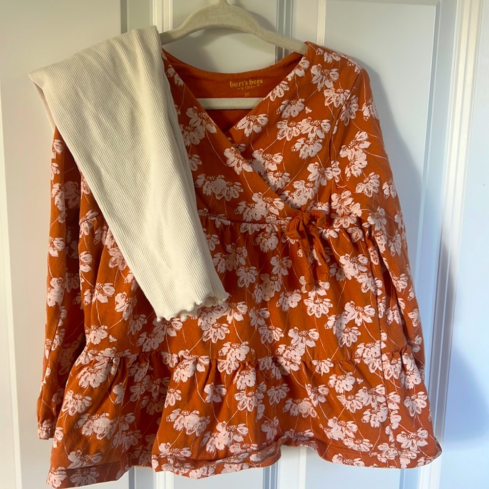 Burt’s Bees Girls Tunic Ribbed Legging Set 3T